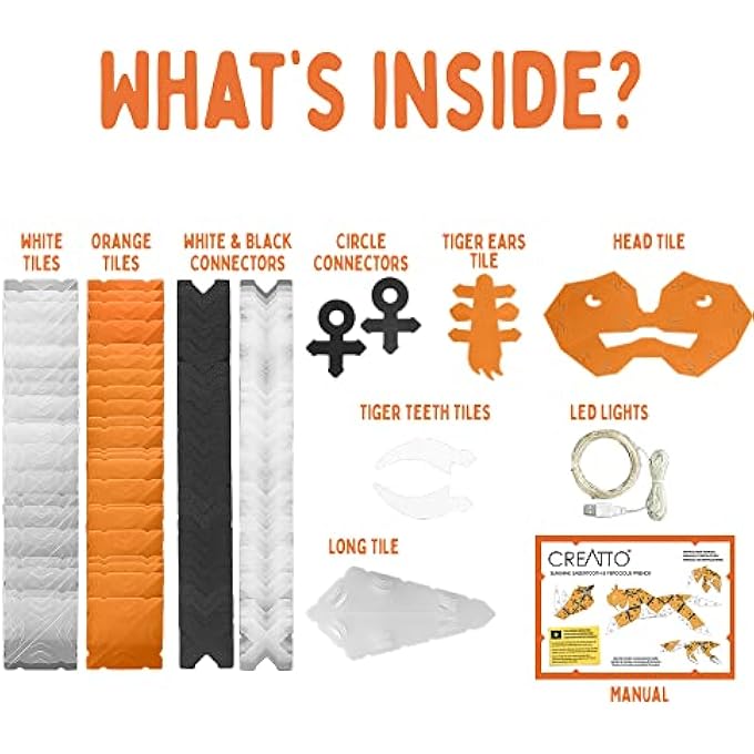 CREATTO SUNSHINE SABERTOOTH & FEROCIOUS FRIENDS LIGHT-UP 3D PUZZLE KIT | INCLUDES CREATTO PUZZLE PIECES TO MAKE ILLUMINATED CRAFT CREATIONS, TIGER, MAMMOTH, ELASMOSAURUS, RHINO | DIY ACTIVITY W/LEDS - Image 3